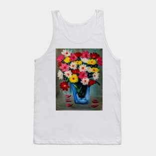 Some abstract mixed flowers in a metallic vase Tank Top